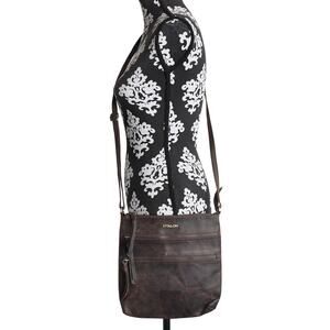 Women's Brown Leather Estalon Crossbody Purse - 11H x 10.5W x 1D